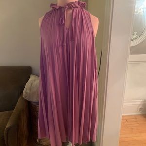 High-neck pleated dress